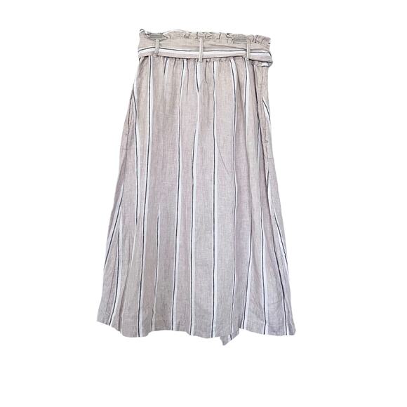 Rachel Zoe 100% linen striped  belted button up midi skirt size Small - Picture 5 of 8